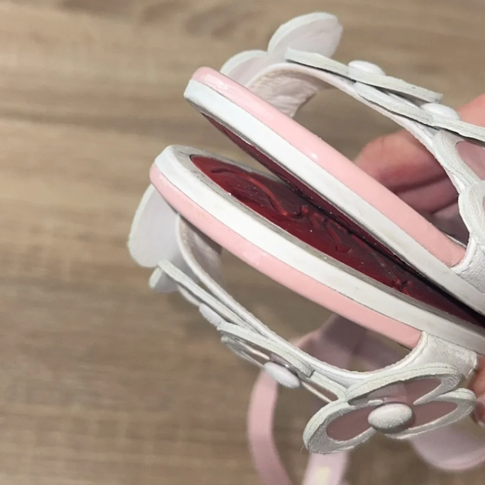 Christian Louboutin Pensatoi Light Pink Flower Leather Sandals Size 29/11‎